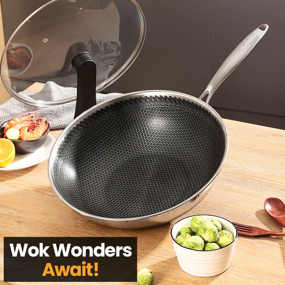 Amazon | Sizzle Master ノンスティック11インチ 中華鍋&フライパン
